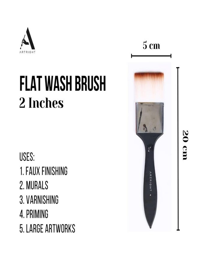 ArtRight 2 Inch Flat Wash Painting Brush - Handmade Professional Artist Brush for Acrylic, Watercolor, Gouache & Mixed-Media Painting (Wood Handle) - Image 3